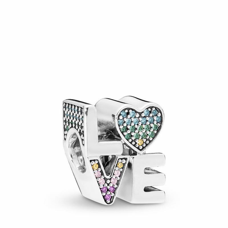 Pandora Multi-color Love Charm - Sterling Silver/Blue/Mixed Stones/Cubic Zirconia - Canada | WV9524J